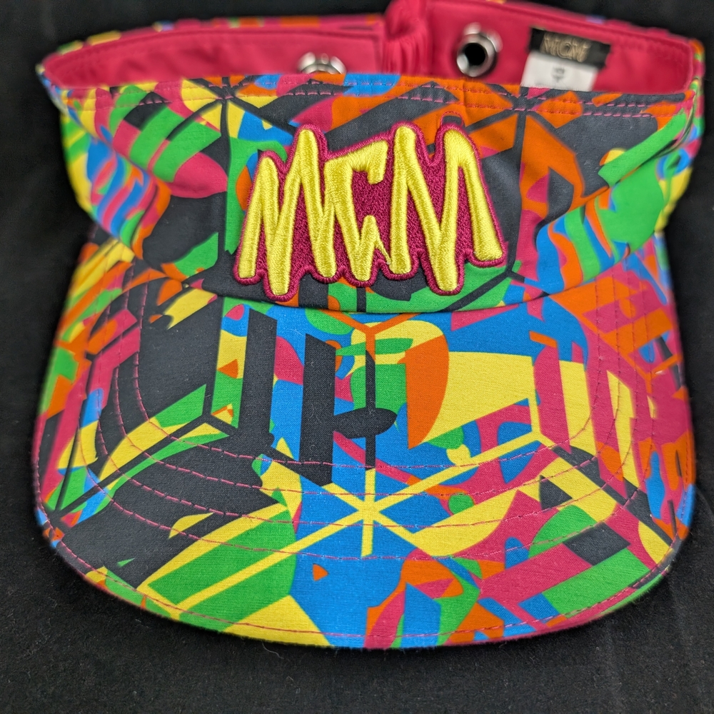 MCM Red and Pink Geometric Visor Hat